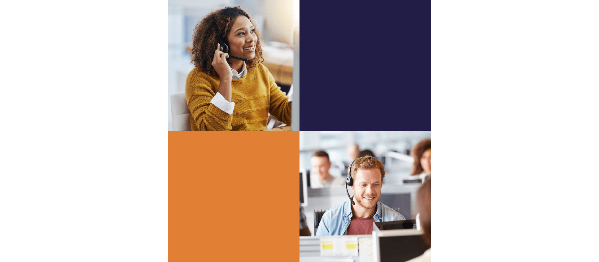 Call centre staff working